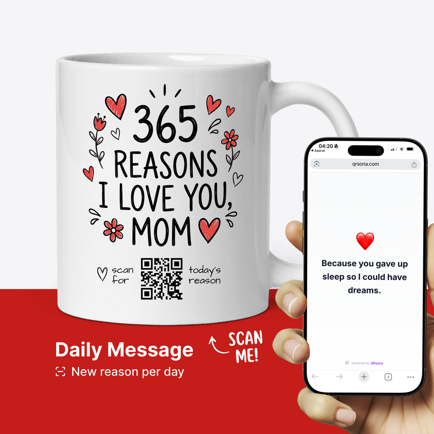 Ich liebe dich Mama Tasse - 365 Gründe, QR-Geschenk