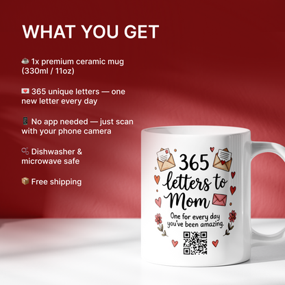 365 Briefe an Mama - Interaktive QR-Tasse, Jeden Tag eine Neue Nachricht