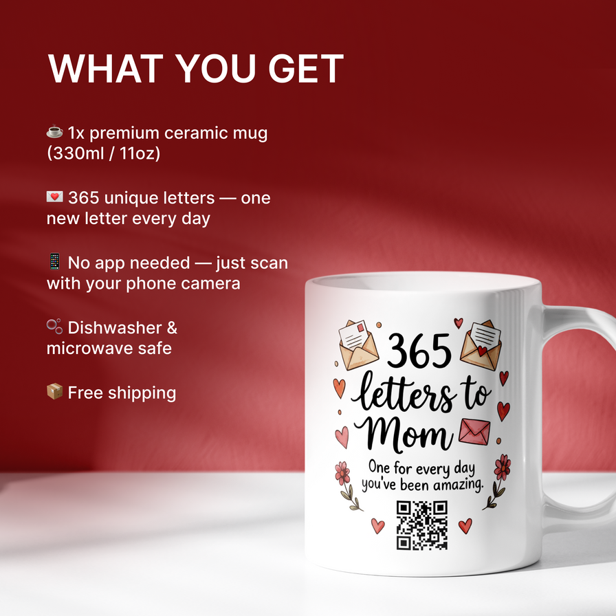 365 Briefe an Mama - Interaktive QR-Tasse, Jeden Tag eine Neue Nachricht