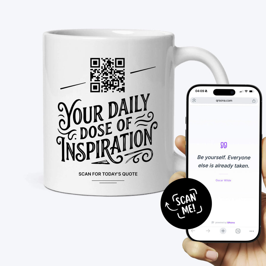 Daily Inspiration QR Mug - 365 Morning Quotes, One a Day