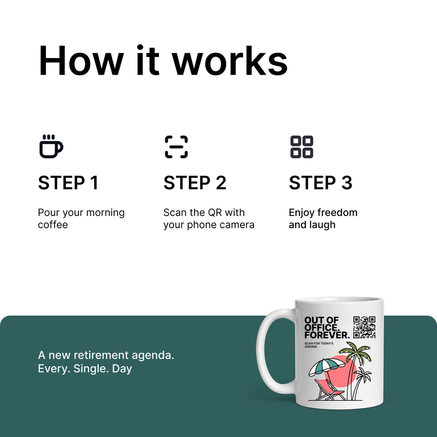 Lustige Ruhestand-Tasse QR - täglich neuer Tagesplan