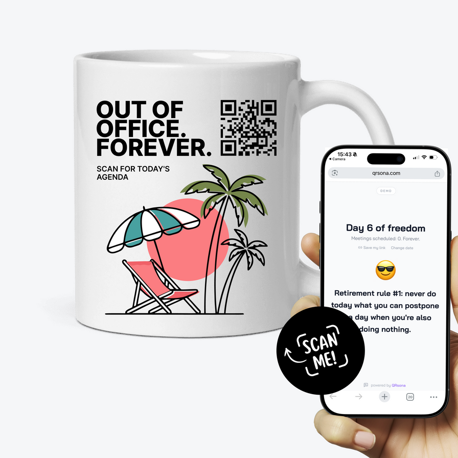 Lustige Ruhestand-Tasse QR - täglich neuer Tagesplan