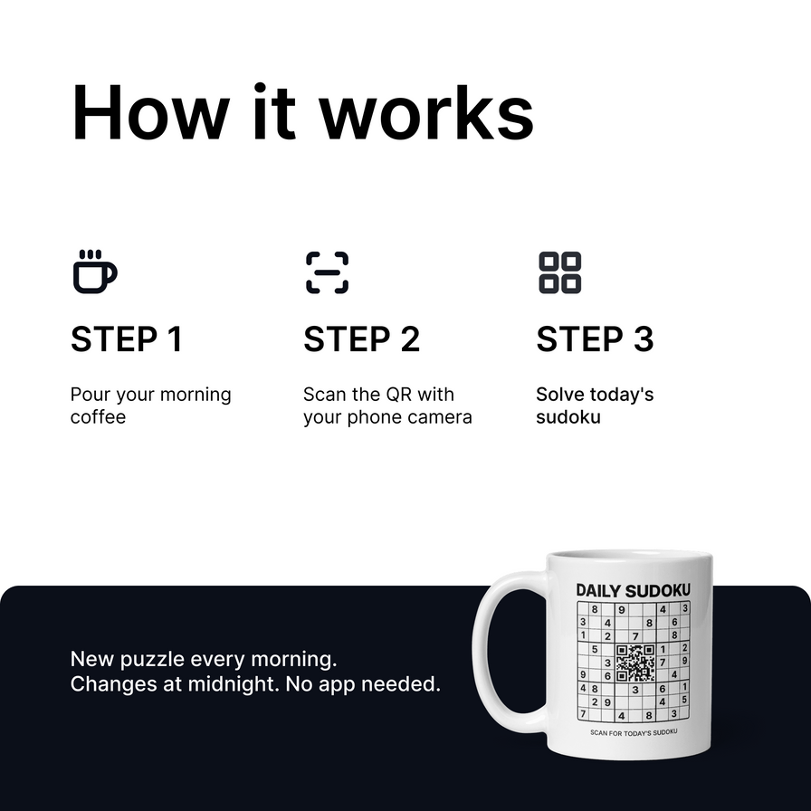 Mug Sudoku - 365 Puzzles, Un Nouveau Chaque Matin