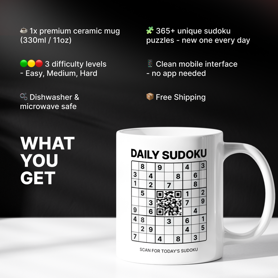 Mug Sudoku - 365 Puzzles, Un Nouveau Chaque Matin