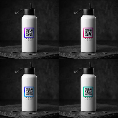 Steel Bottle with straw. 4 Qr code styles