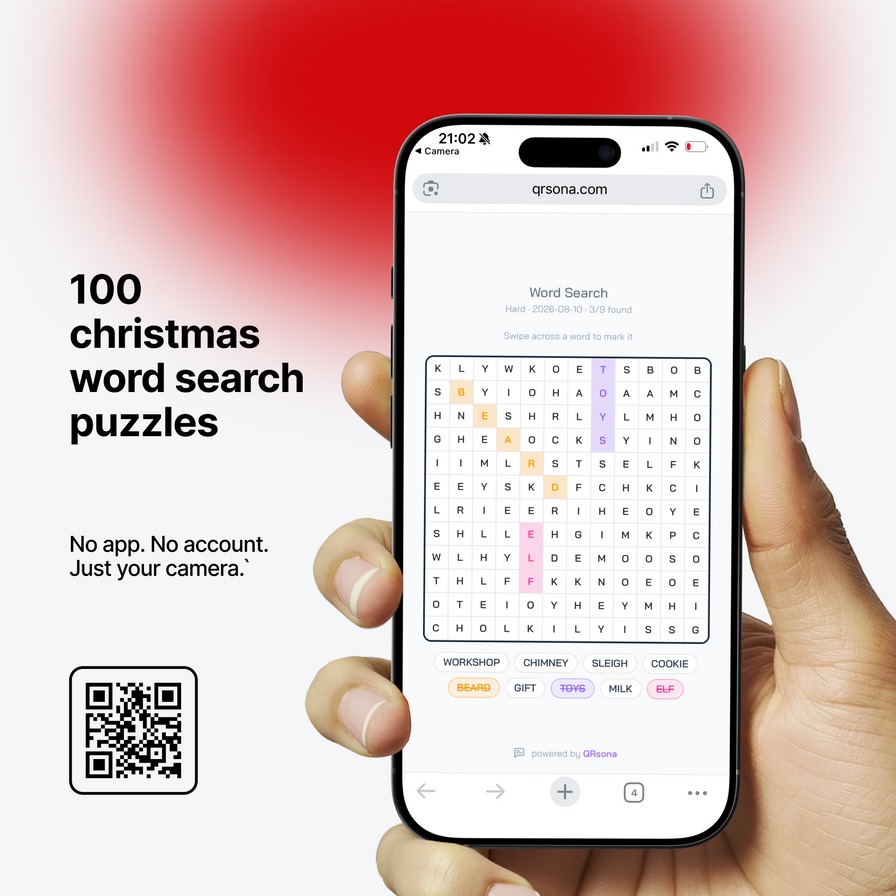 Weihnachts-Wortsuche QR Tasse - 1.000 versteckte Wörter