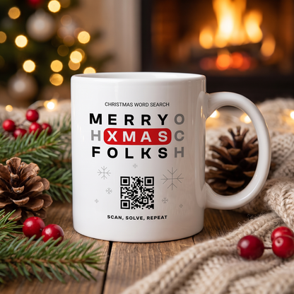 Weihnachts-Wortsuche QR Tasse - 1.000 versteckte Wörter