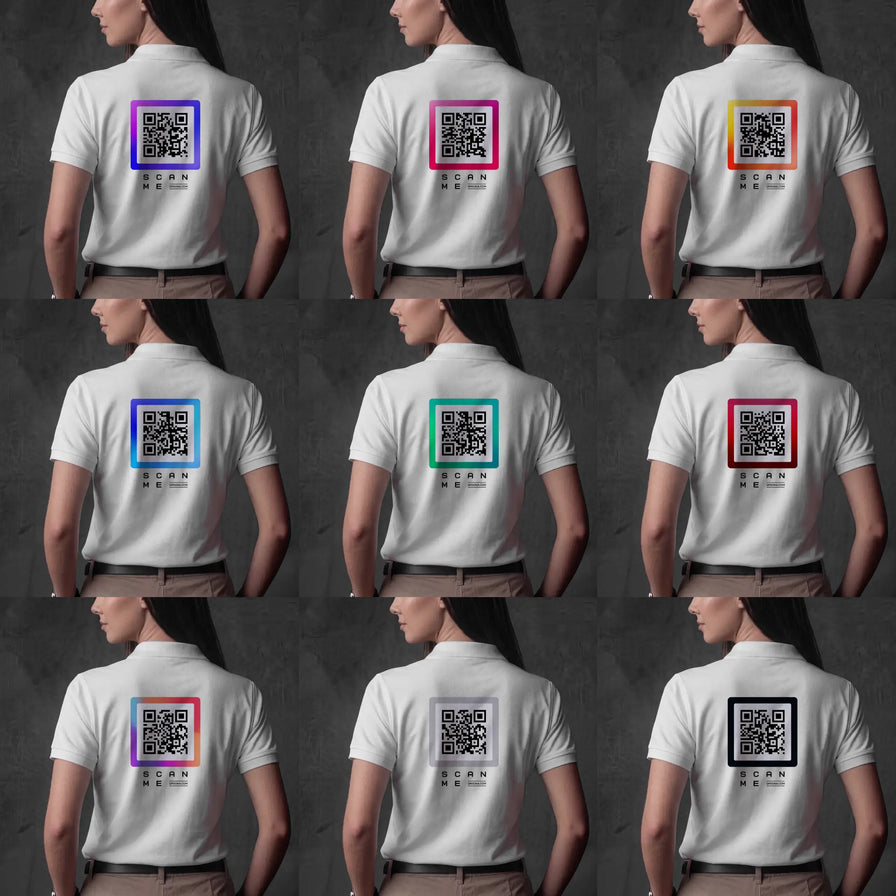 QR code colors on white polo