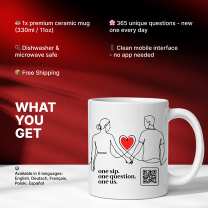 Pärchen-Tasse mit QR - 365 Fragen für jeden Tag