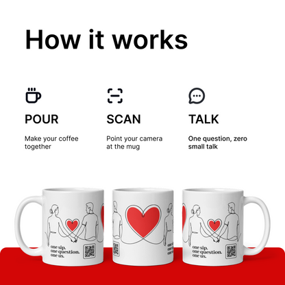 Pärchen-Tasse mit QR - 365 Fragen für jeden Tag