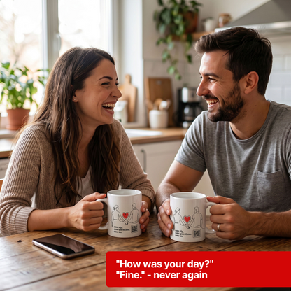 Pärchen-Tasse mit QR - 365 Fragen für jeden Tag