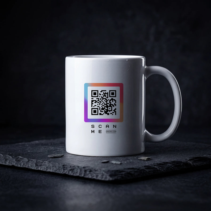 Qrsona Ceramic White mug with Colorful QR Code style