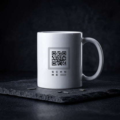 Qrsona Ceramic White mug with Gray QR Code style