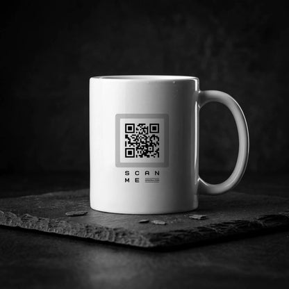 Qrsona Ceramic White mug with Gray QR Code style