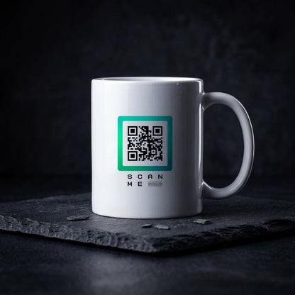 Qrsona Ceramic White mug with Green QR Code style