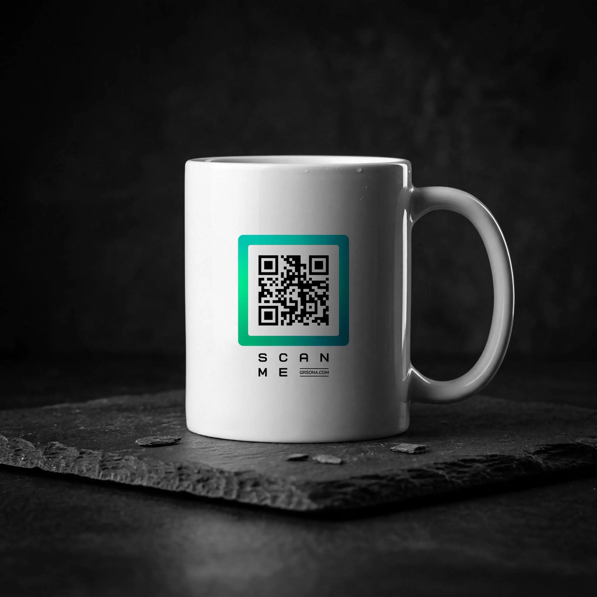 Qrsona Ceramic White mug with Green QR Code style