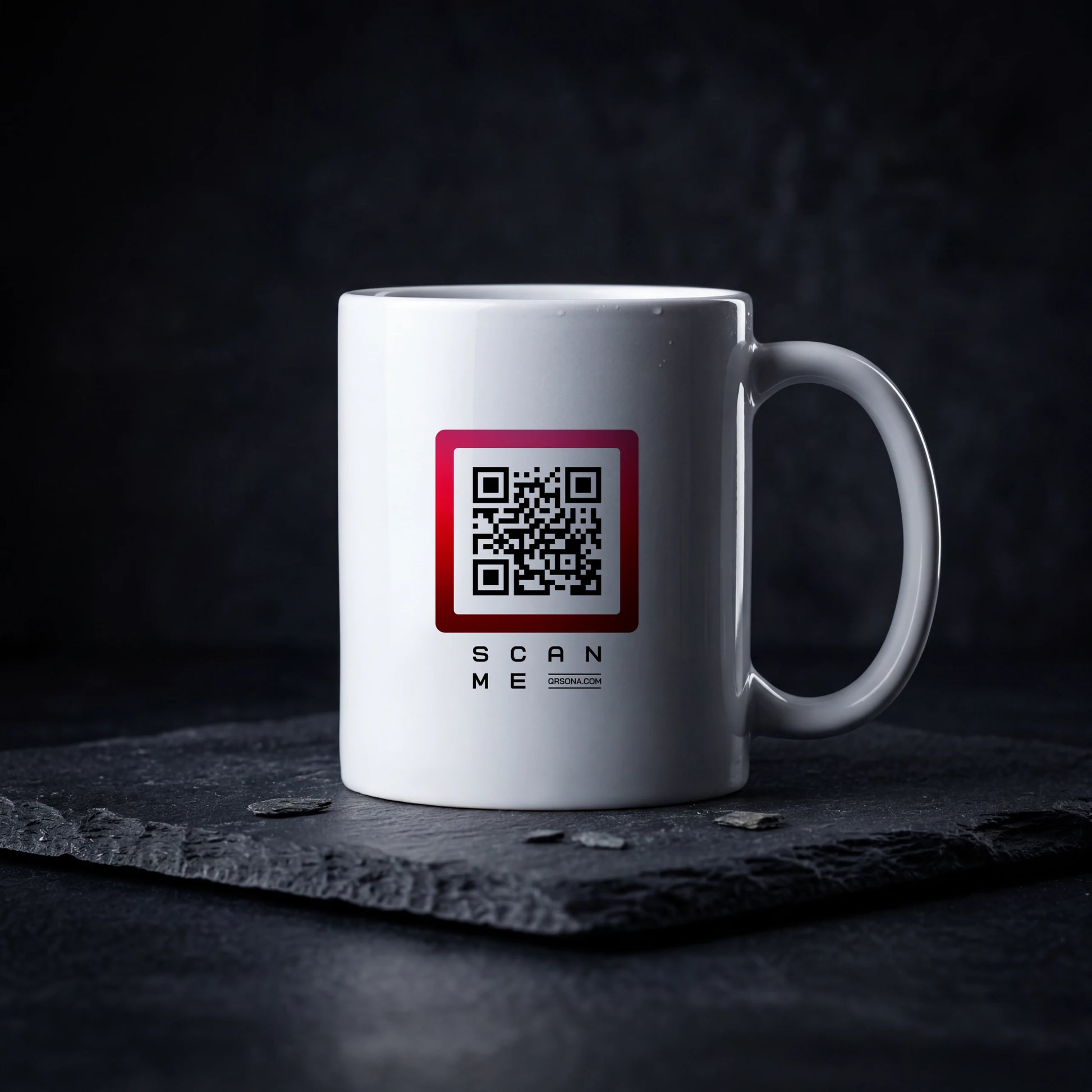 Qrsona Ceramic White mug with Red QR Code style