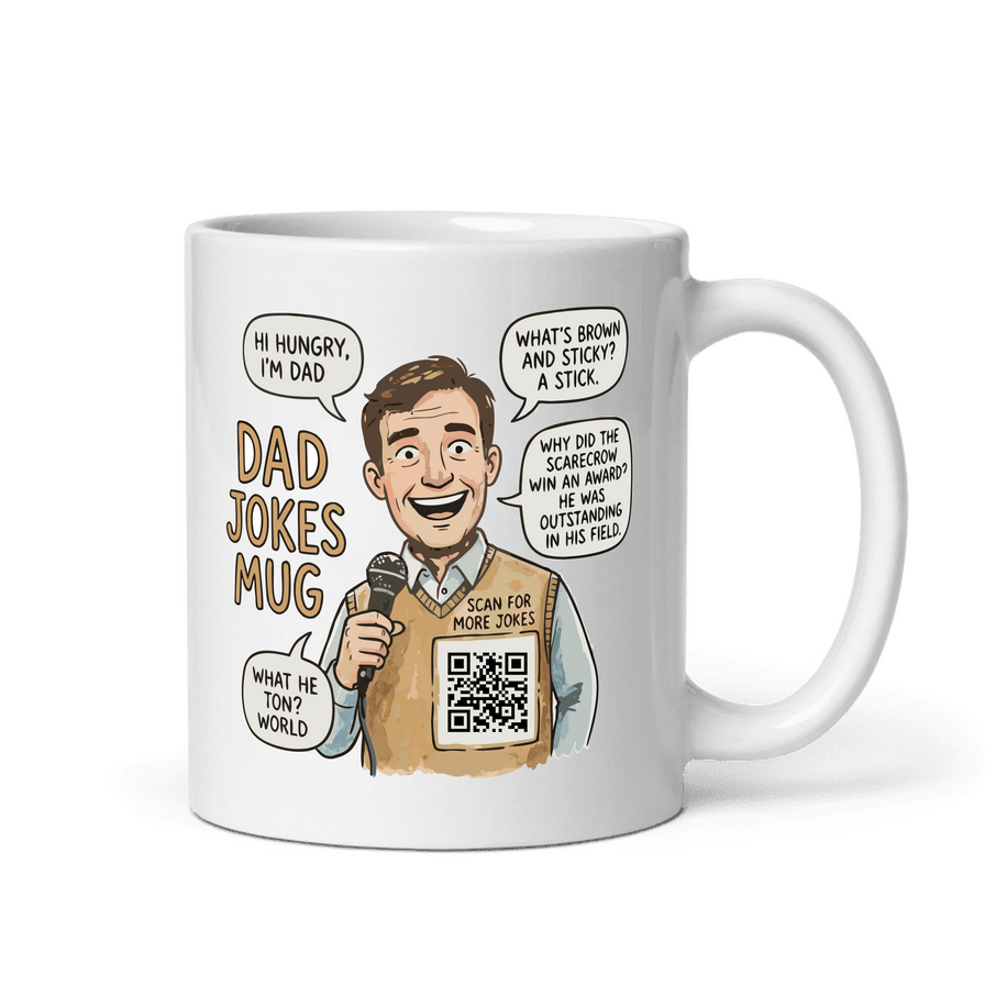 Interactive Dad Jokes Mug - 1000 Jokes via QR Code Scan