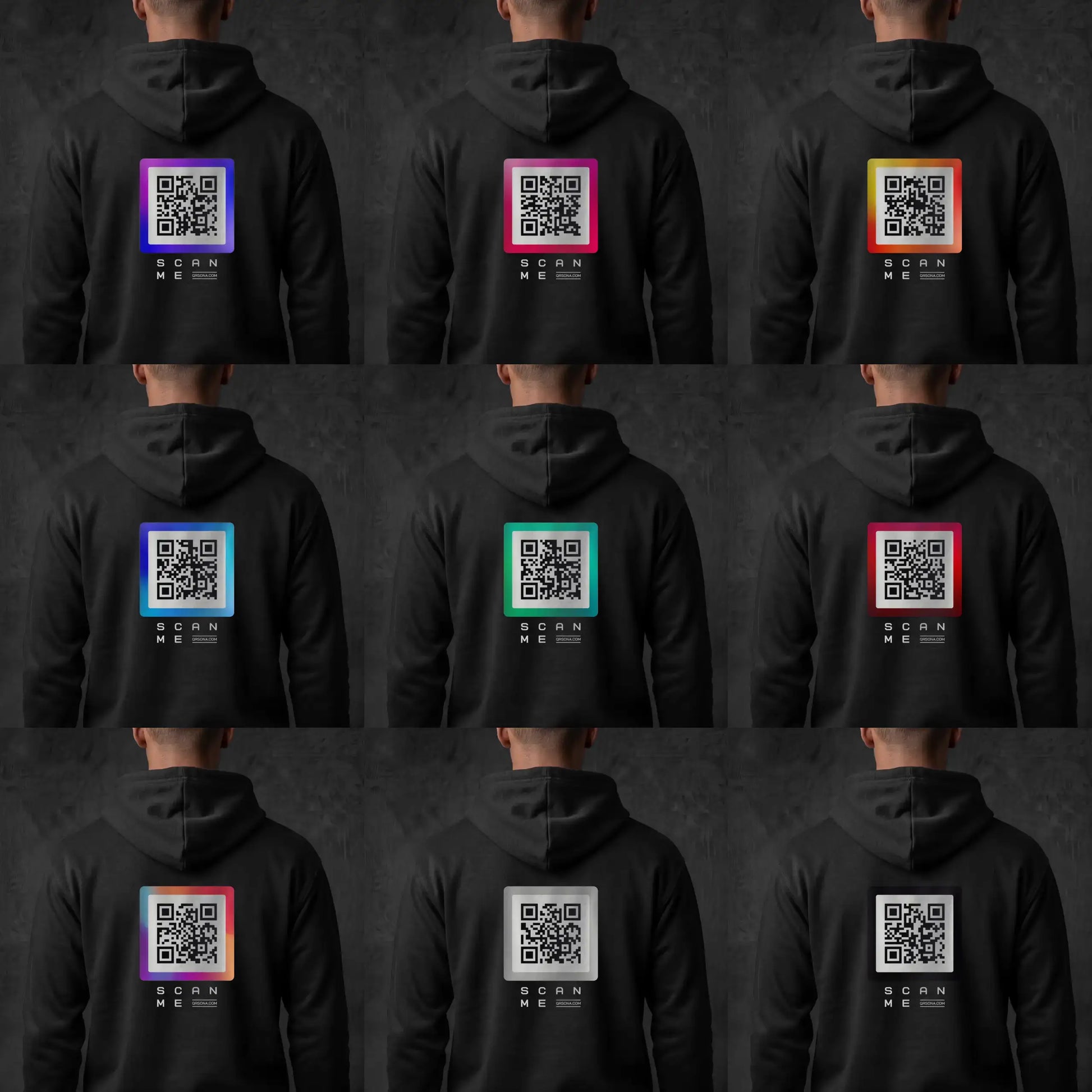 QR code colors on black hoodie
