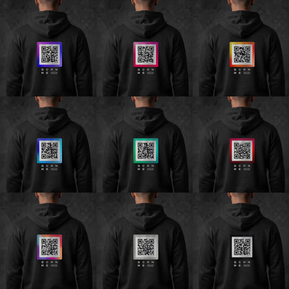 QR code colors on black hoodie