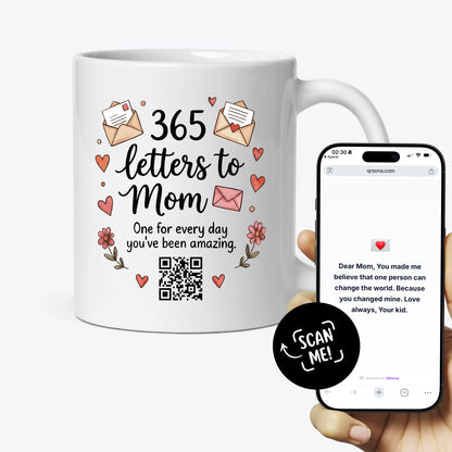 Letters to Mom Mug - 365 Daily Letters, Interactive QR