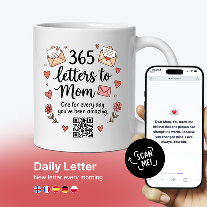 365 Briefe an Mama - Interaktive QR-Tasse, Jeden Tag eine Neue Nachricht