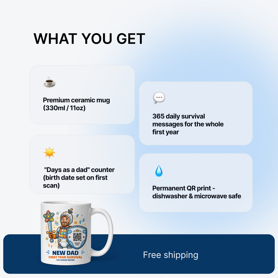 Mug Jeune Papa QR - 365 jours de la première année