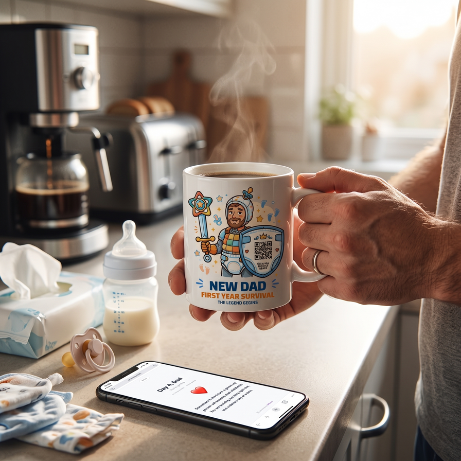 Mug Jeune Papa QR - 365 jours de la première année