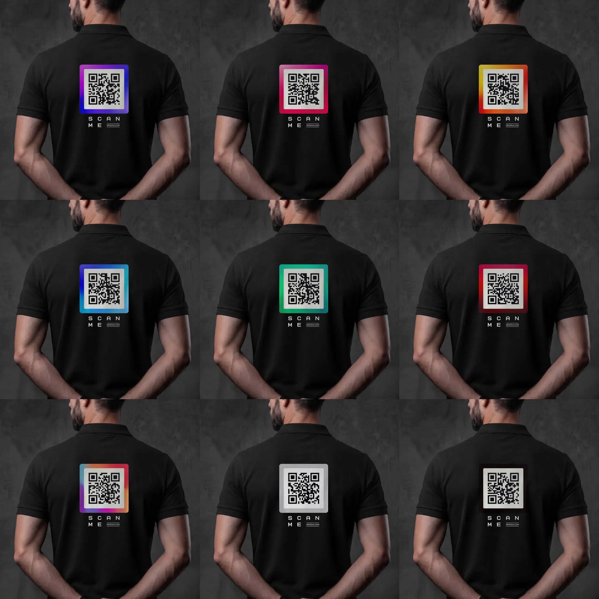 QR code colors on black polo