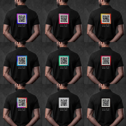 QR code colors on black polo
