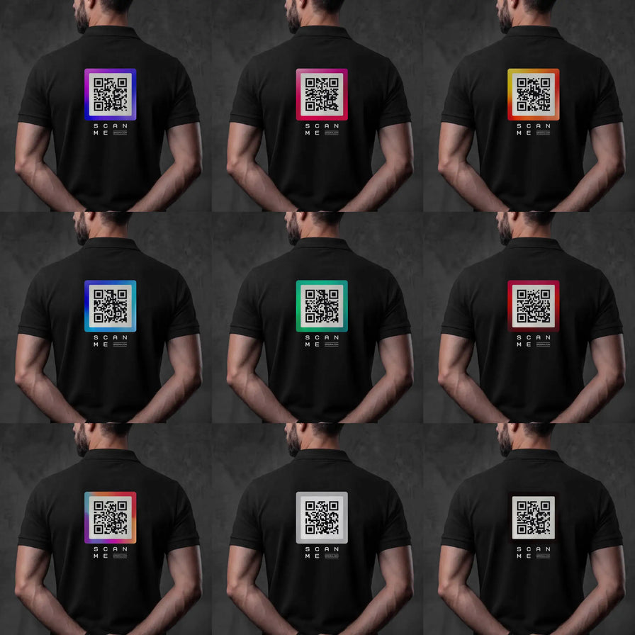 QR code colors on black polo