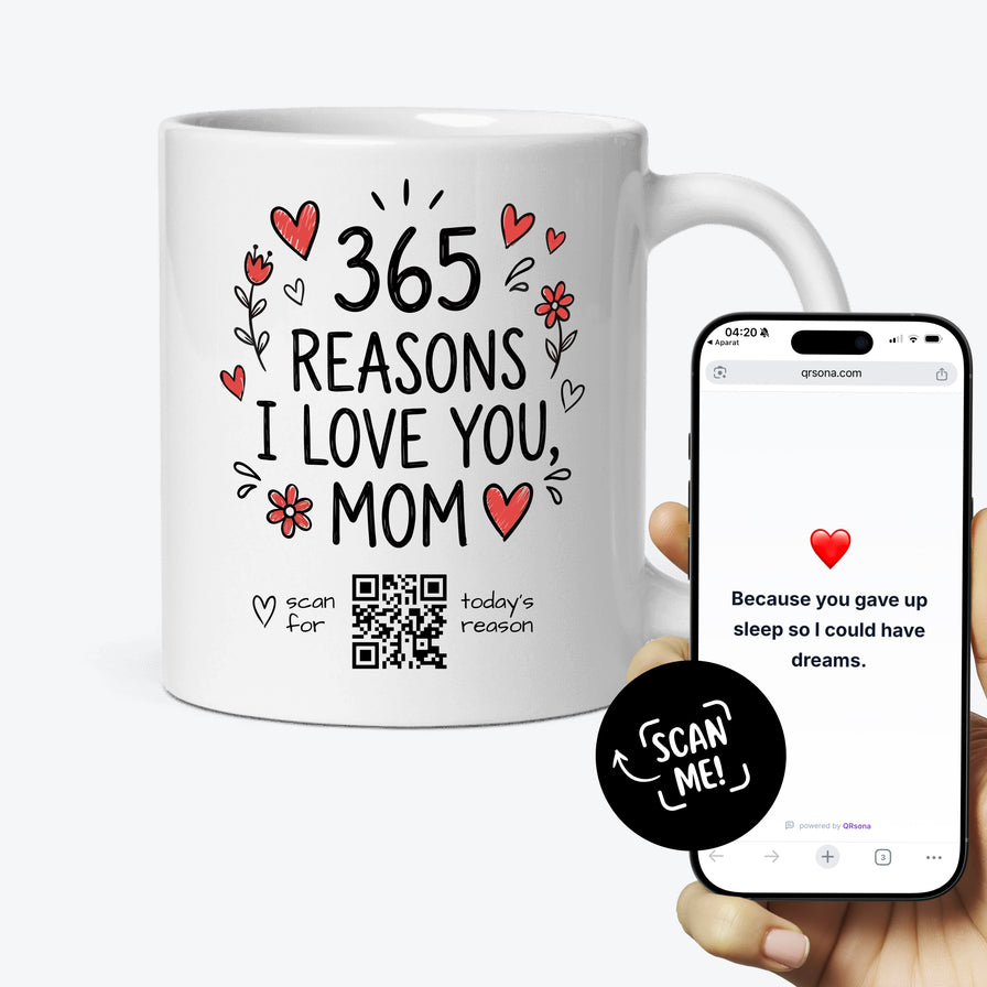 Ich liebe dich Mama Tasse - 365 Gründe, QR-Geschenk