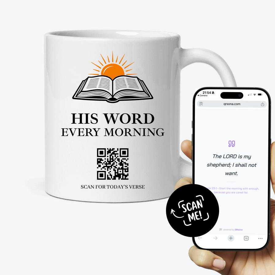Bibelvers-Tasse mit QR - 365 Verse, jeden Morgen neu