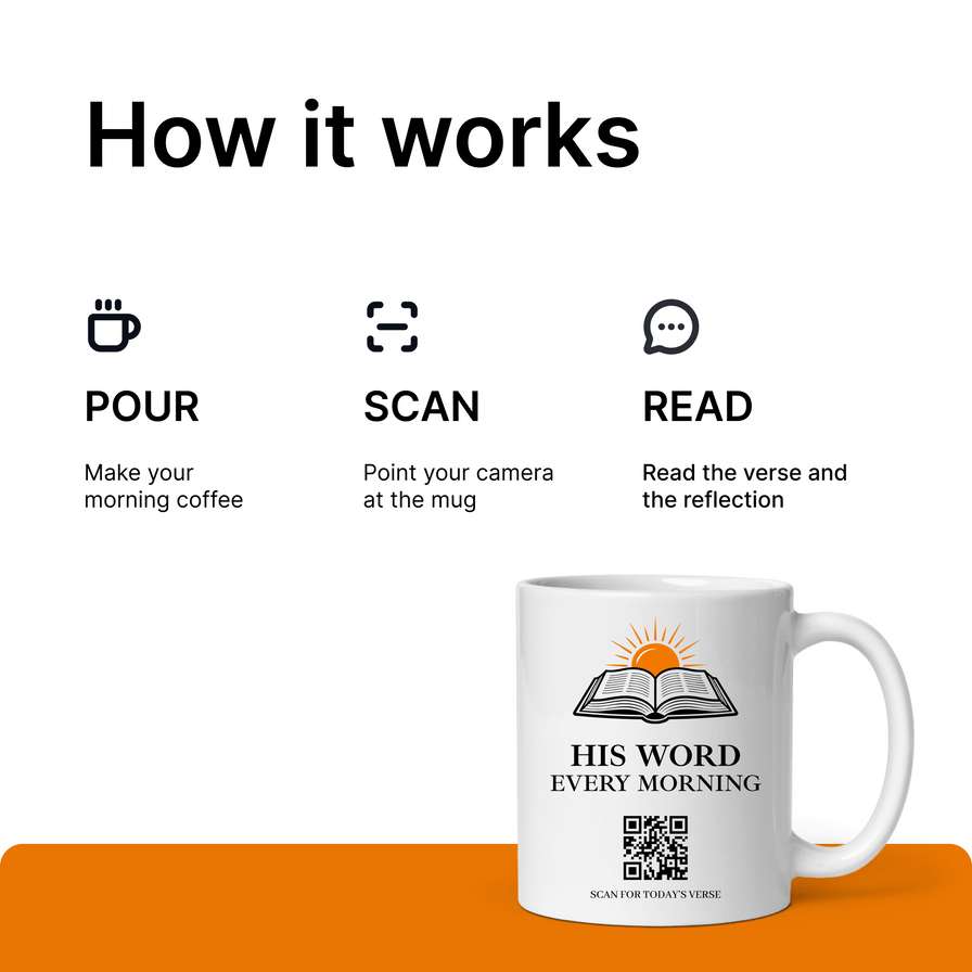 Bibelvers-Tasse mit QR - 365 Verse, jeden Morgen neu
