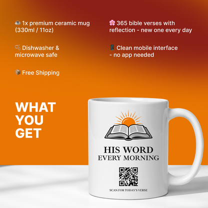 Bibelvers-Tasse mit QR - 365 Verse, jeden Morgen neu