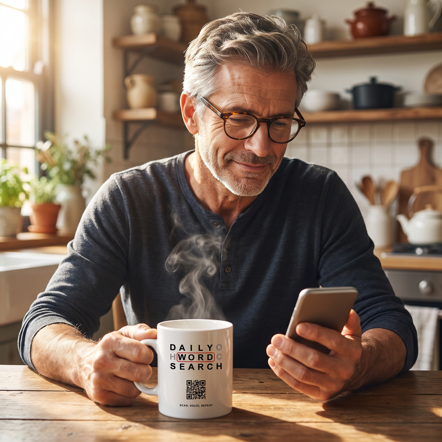 Word Search QR Mug - 365 Puzzles, a New One Every Scan